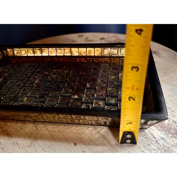 Moroccan Vintage Mosaic Tray , Gold and Black Mosaic, Vanity, Desk, Tray - Picture 7 of 10